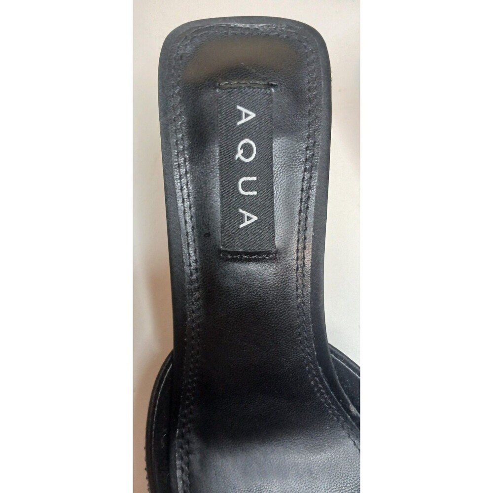 AQUA Women's Sz 7.5 Embellished Stiletto Mules Onyx Black Slip-on Sparkle NIB - Picture 7 of 16